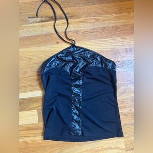 Black Halter Dress with Satin Details